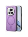 Предпазен гръб от еко кожа, съвместим с MagSafe за Honor Magic6 Pro - лилав