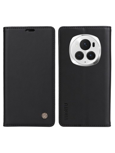 Калъф за телефон от еко кожа тип портмоне за Honor Magic6 Pro - черен