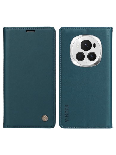 Калъф за телефон от еко кожа тип портмоне за Honor Magic6 Pro - зелен