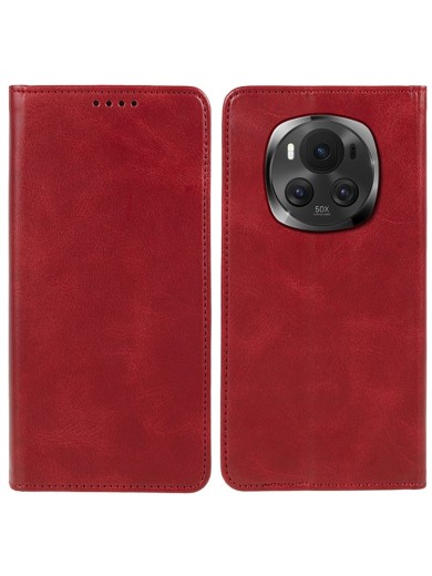 Калъф от еко кожа тип портмоне за Honor Magic6 Pro - червен