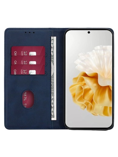 Калъф от еко кожа тип портмоне за Honor Magic6 Pro - син