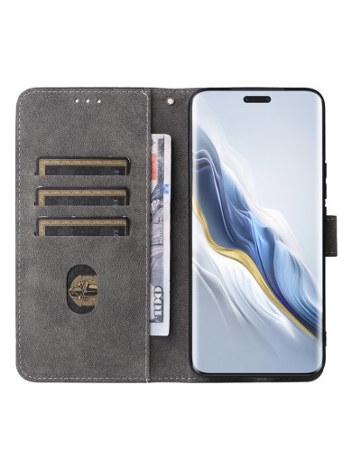 Калъф от еко кожа тип портмоне с RFID блокиране за Honor Magic6 Pro - кафяв