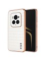 Предпазен гръб от еко кожа с крокодилски шарки за Honor Magic6 Ultimate - бял