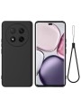 Предпазен удароустойчив силиконов гръб с каишка за Honor Magic7 Lite - черен