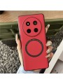 Удароустойчив гръб от еко кожа съвместим с MagSafe за Honor Magic7 Lite - червен