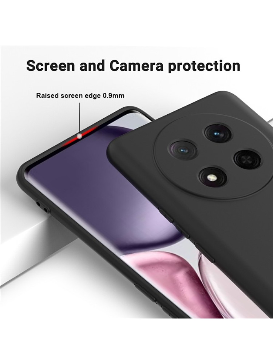 Предпазен удароустойчив силиконов гръб с каишка за Honor Magic7 Lite - черен