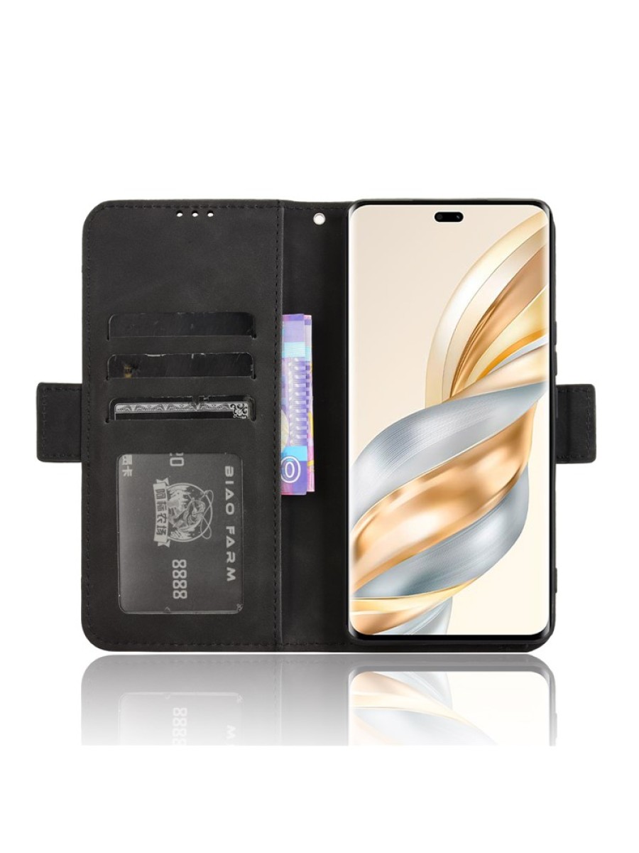 Калъф от еко кожа тип портмоне за Honor Magic7 Lite - черен