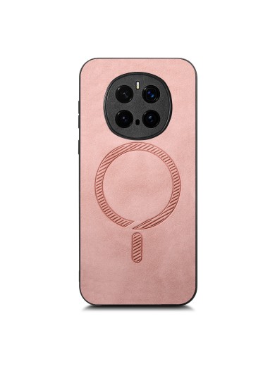 Предпазен гръб от еко кожа съвместим с MagSafe за Honor Magic7 Pro - розов