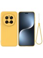 Предпазен удароустойчив силиконов гръб с каишка за Honor Magic7 Pro - жълт