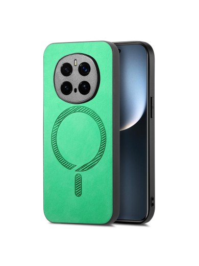 Предпазен гръб от еко кожа съвместим с MagSafe за Honor Magic7 Pro - зелен