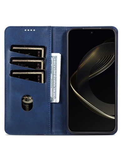 Калъф от еко кожа тип портмоне за Honor Magic7 Pro - син