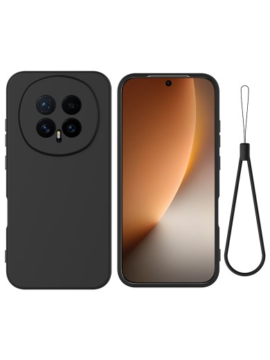 Предпазен устойчив на надраскване силиконов гръб с каишка за Honor Magic8 - черен