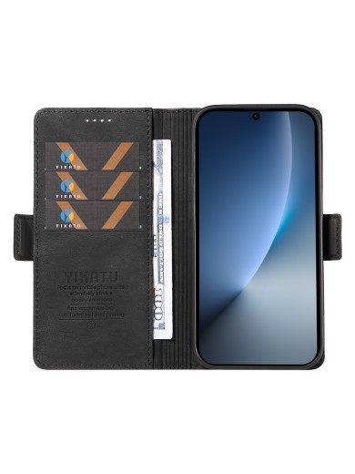 Калъф от еко кожа тип портмоне за Honor Magic8 - черен