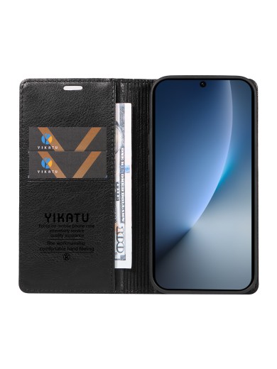Калъф от еко кожа тип портмоне за Honor Magic8 - черен