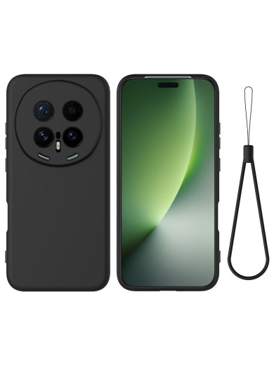 Предпазен устойчив на надраскване силиконов гръб с каишка за Honor Magic8 Pro - черен Предпазен устойчив на надраскване силиконов гръб с каишка за Honor Magic8 Pro - черен