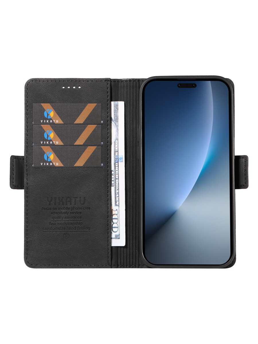 Калъф от еко кожа тип портмоне за Honor Magic8 Pro - черен