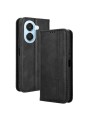Калъф от еко кожа с ретро текстура тип портмоне за Honor Play 80 Plus - черен