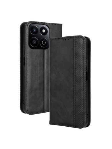 Калъф от еко кожа с ретро текстура тип портмоне за Honor Play9T - черен Калъф от еко кожа с ретро текстура тип портмоне за Honor Play9T - черен