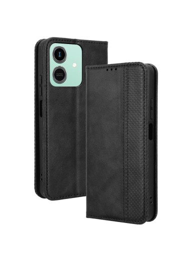 Калъф от еко кожа с ретро текстура тип портмоне за Honor Play10 - черен