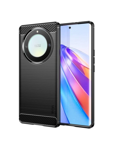 Мек предпазен гръб с текстура на карбонови влакна за Honor X40 - черен