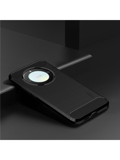 Мек предпазен гръб с текстура на карбонови влакна за Honor X40 - черен