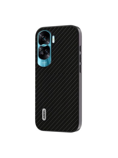 Предпазен гръб от еко кожа с текстура на карбонови влакна за Honor X50i - черен