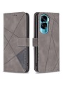 Калъф от еко кожа тип портмоне с геометрични линии за Honor X50i - сив