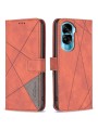 Калъф от еко кожа тип портмоне с геометрични линии за Honor X50i - кафяв