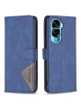 Калъф от еко кожа тип портмоне с геометрични линии за Honor X50i - син