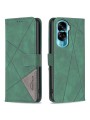 Калъф от еко кожа тип портмоне с геометрични линии за Honor X50i - зелен