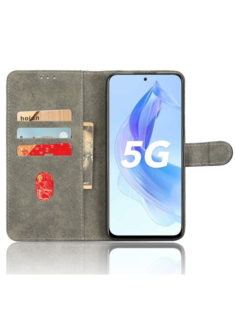 Калъф от еко кожа тип портмоне с RFID блокиране за Honor X50i - зелен
