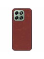 Устойчив на нараскване предпазен гръб от еко кожа за Honor X6b - кафяв