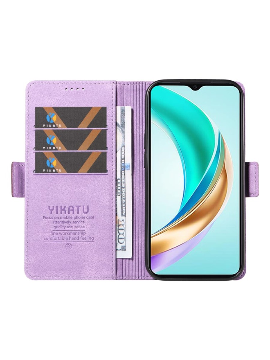 Калъф от еко кожа тип портмоне за Honor X6b - лилав
