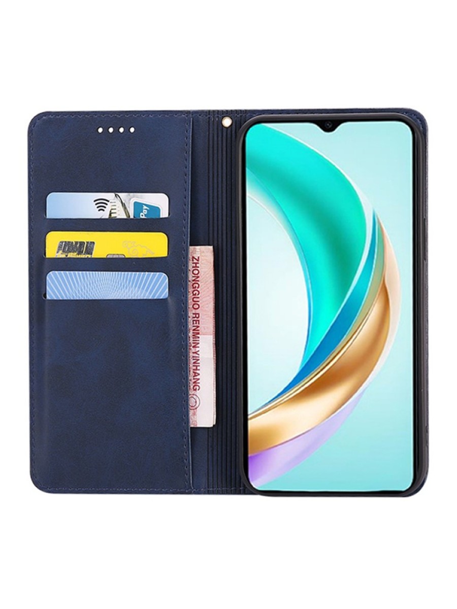 Калъф от еко кожа тип портмоне за Honor X6b - син