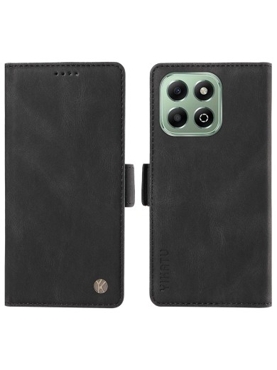Калъф от еко кожа тип портмоне за Honor X6c - черен
