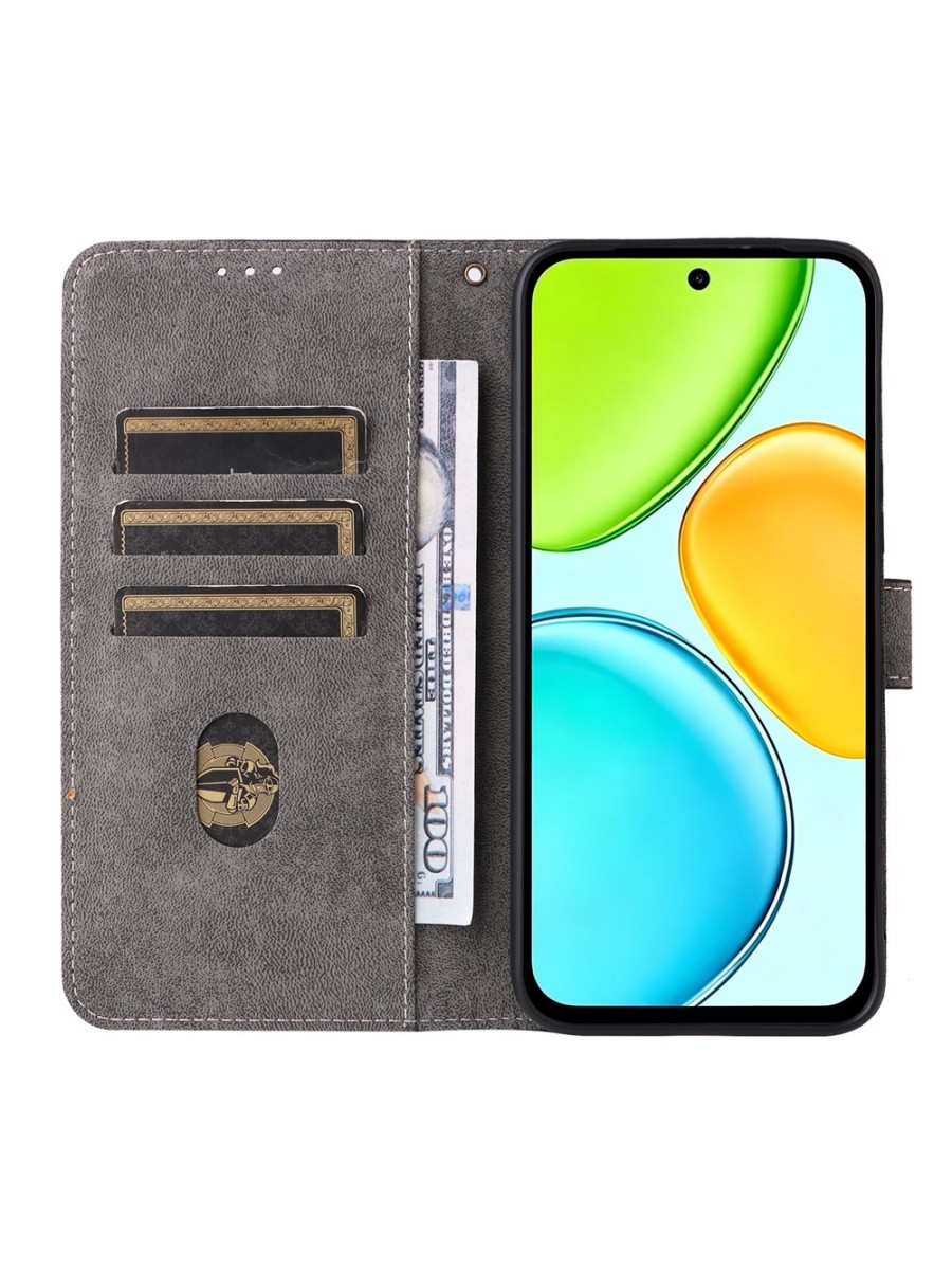 Калъф от еко кожа тип портмоне с RFID блокиране за Honor X6e - черен