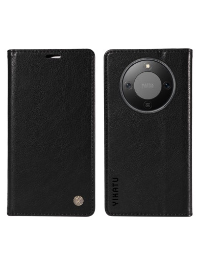 Калъф от еко кожа тип портмоне за Honor X70 - черен