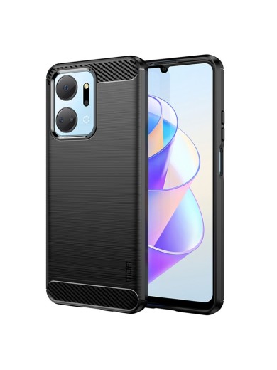 Мек предпазен гръб с текстура на карбонови влакна за Honor X7a - черен Мек предпазен гръб с текстура на карбонови влакна за Honor X7a - черен