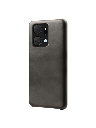 Предпазен гръб от еко кожа за Honor X7a - черен Предпазен гръб от еко кожа за Honor X7a - черен