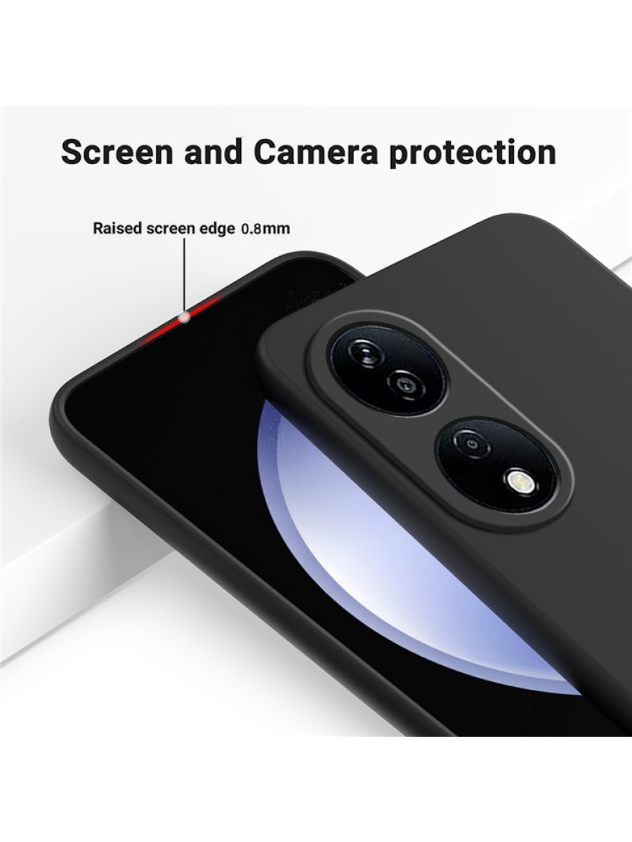 Предпазен удароустойчив силиконов гръб с каишка за Honor X7b - черен