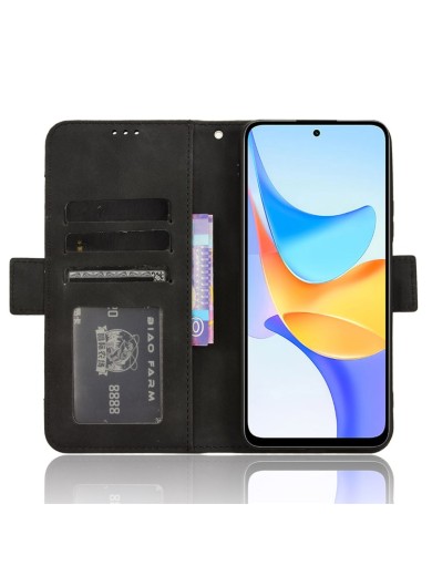 Калъф от еко кожа тип портмоне за Honor X7b - черен