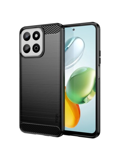Мек предпазен гръб с текстура на карбонови влакна за Honor X7c - черен Мек предпазен гръб с текстура на карбонови влакна за Honor X7c - черен