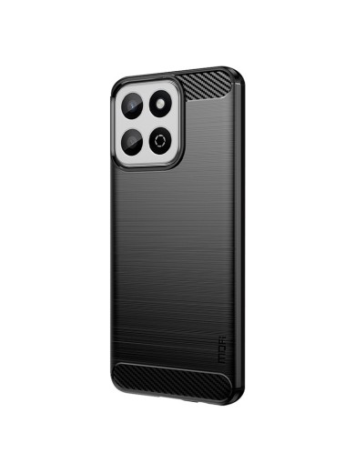 Мек предпазен гръб с текстура на карбонови влакна за Honor X7c - черен