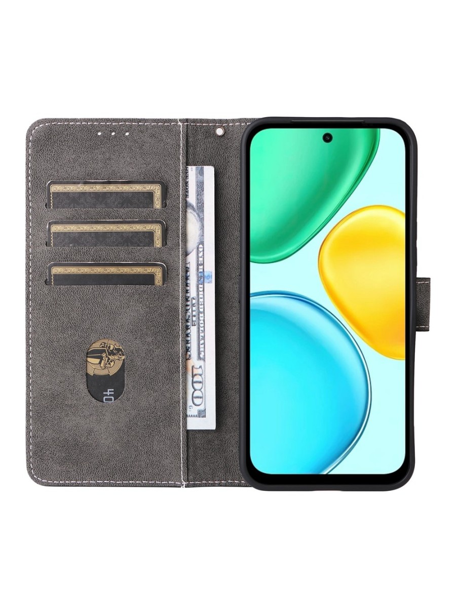 Калъф от еко кожа тип портмоне с RFID блокиране за Honor X7e - черен