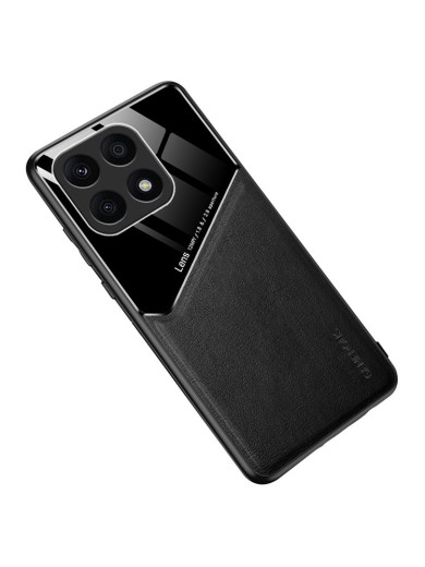 Предпазен гръб с покритие от еко кожа за Honor X8a - черен