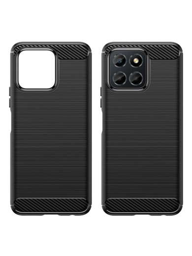 Мек удароустойчив гръб с текстура на карбонови влакна за Honor X8a - черен