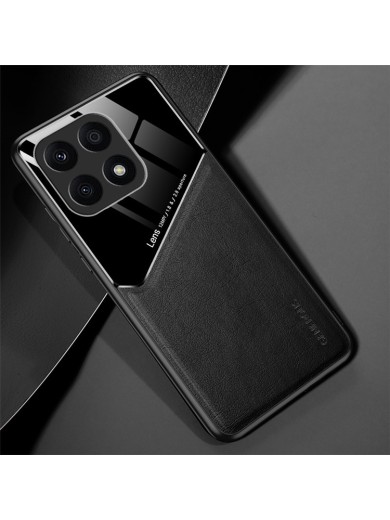 Предпазен гръб с покритие от еко кожа за Honor X8a - черен