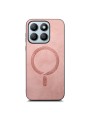 Предпазен гръб от еко кожа съвместим с MagSafe за Honor X8b - розов