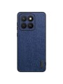 Удароустойчив гръб от еко кожа  с дървесна текстура за Honor X8c - син