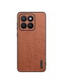 Удароустойчив гръб от еко кожа  с дървесна текстура за Honor X8c - кафяв